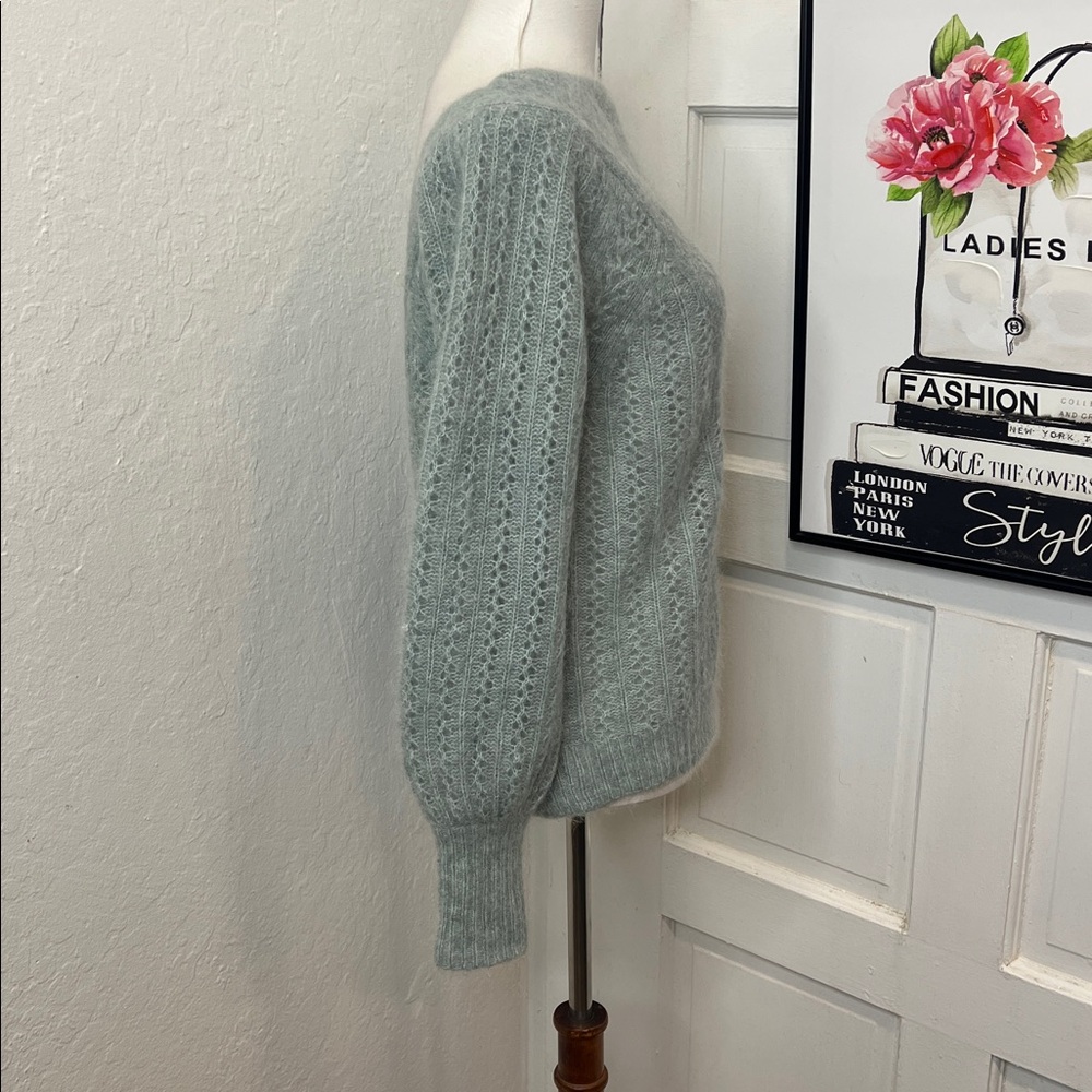 Sézane Rosa Mohair Jumper Sweater w/Ballooned Sleeves in Sea Mist Green Size S - Picture 3 of 9